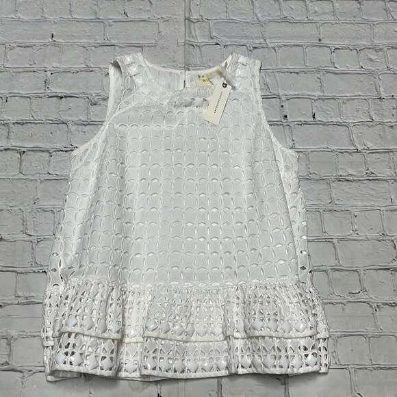 NWT Maeve Anthropologie Eyelet Beaded Top Blouse XS - Picture 1 of 3